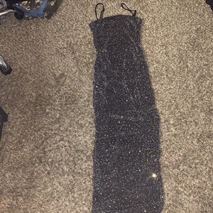 Long Black Sparkle Dress with a Slit on the side
